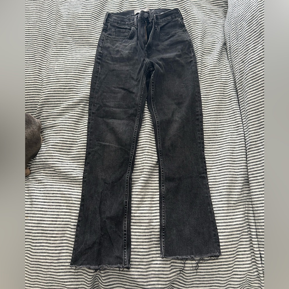 Black Everlane Jeans - high rise kick crop, size 24 regular